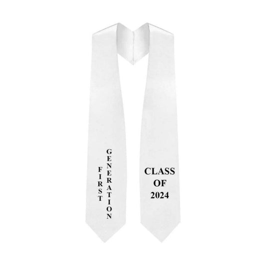 White "First Generation" 2024/2025 Graduation Stole - Graduation Gown
