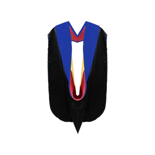 Phd Doctor Hood Royal Blue Velvet - Red & Gold - Graduation Gown