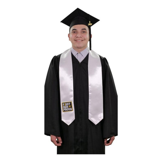 White First Gen Proud Graduation Stole - Graduation Gown