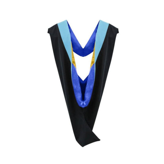 Deluxe Bachelors/Masters Hood - Light Blue Velvet, Royal Blue & Golden Yellow - Graduation Gown