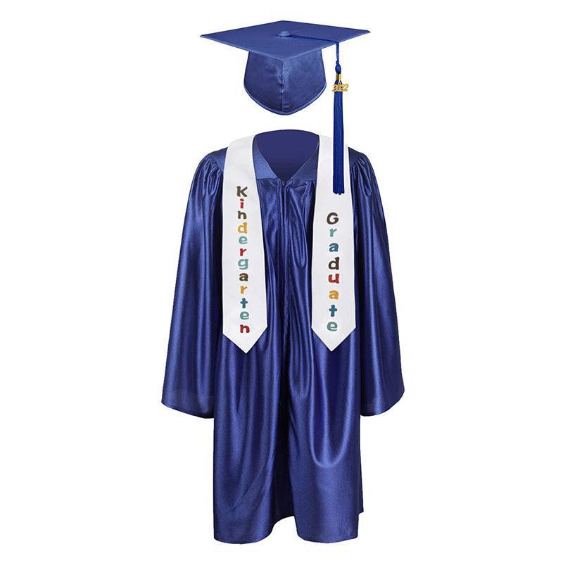 12 Colors shiny Kindergarten/Preschool Graduation Set – Gown, Cap, Stole, Tassel - Graduation Gown