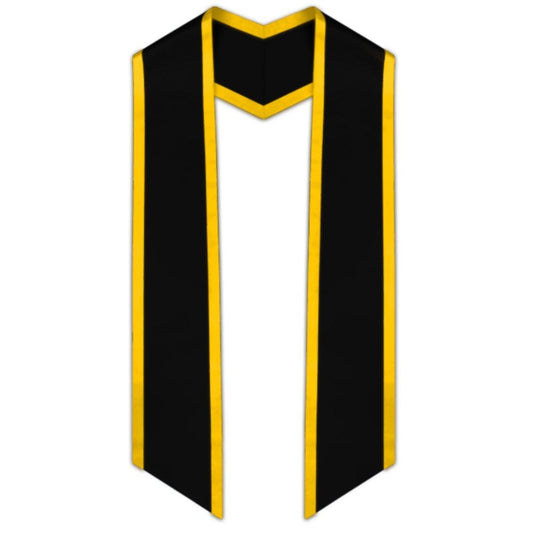 Black Slanted Graduation Stole with Gold Trim - Graduation Gown