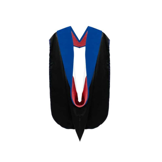 Phd Doctor Hood Royal Blue Velvet - Red & White - Graduation Gown