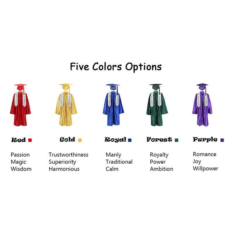 12 Colors shiny Kindergarten/Preschool Graduation Set – Gown, Cap, Stole, Tassel - Graduation Gown