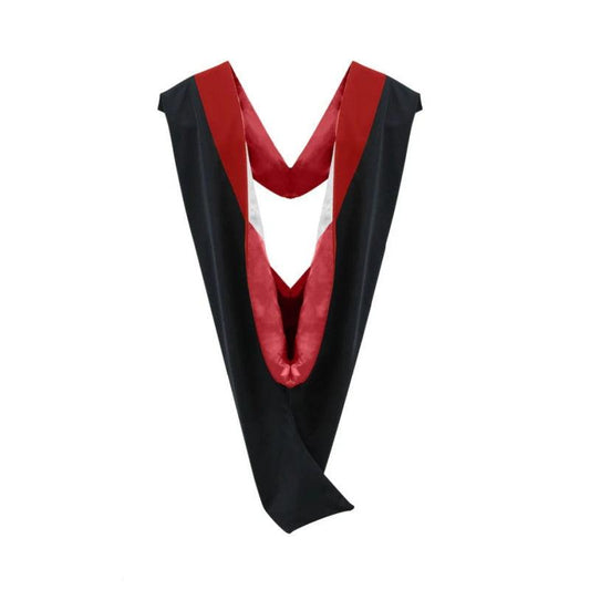 Deluxe Bachelors/Masters Hood - Scarlet Velvet, Red & White - Graduation Gown