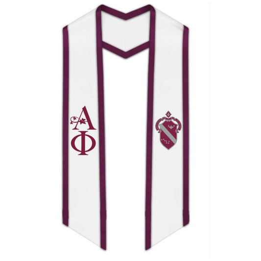 Alpha Phi Greek Trimmed Lettered Stole with Crest - Graduation Gown