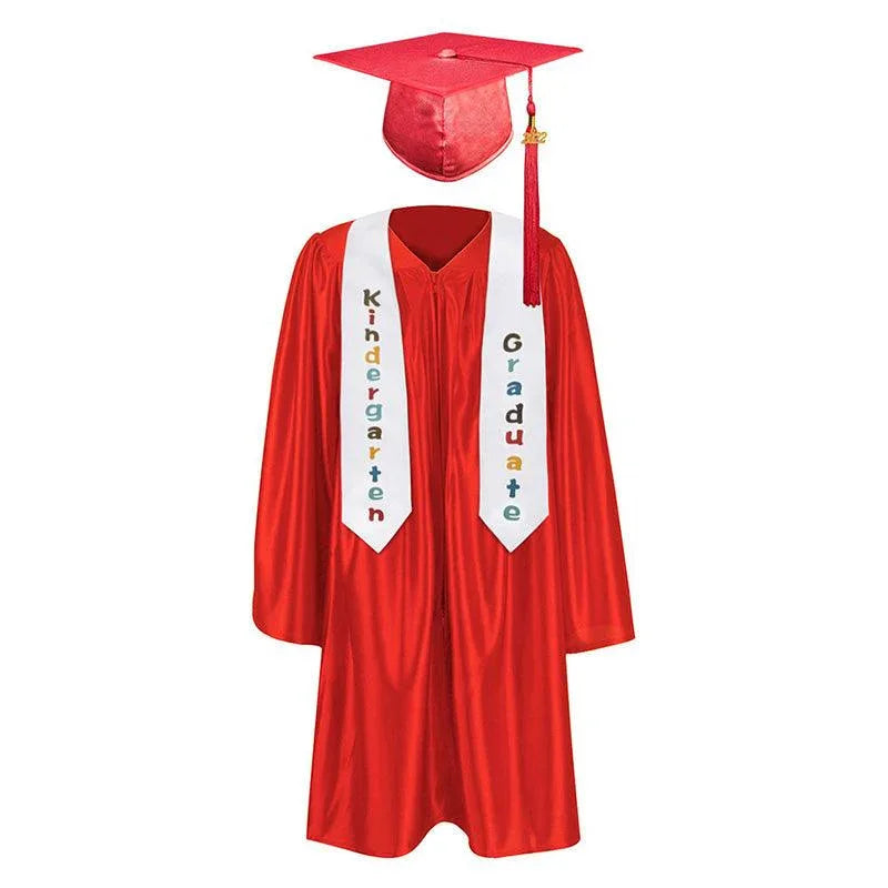 12 Colors shiny Kindergarten/Preschool Graduation Set – Gown, Cap, Stole, Tassel - Graduation Gown