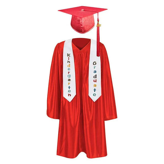 12 Colors shiny Kindergarten/Preschool Graduation Set – Gown, Cap, Stole, Tassel - Graduation Gown