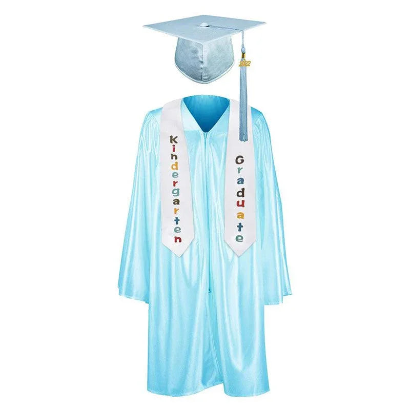 12 Colors shiny Kindergarten/Preschool Graduation Set – Gown, Cap, Stole, Tassel - Graduation Gown