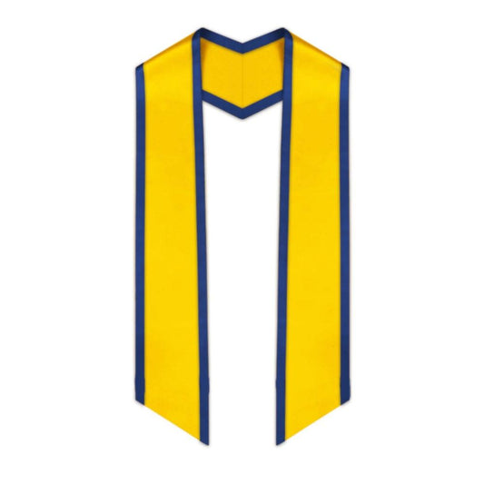 Gold Slanted Graduation Stole with Royal Blue Trim - Graduation Gown