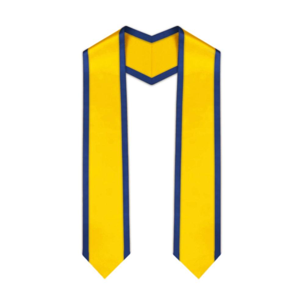 Gold Pointed Graduation Stole with Royal Blue Trim - Graduation Gown