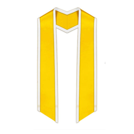 Gold Slanted Graduation Stole with White Trim - Graduation Gown