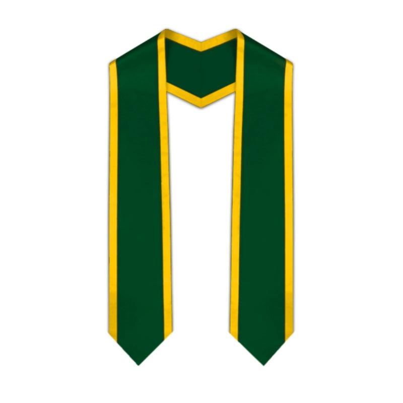 Hunter Green Pointed Graduation Stole with Gold Trim - Graduation Seller