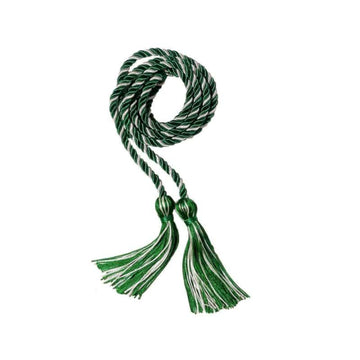Emerald Green and White Intertwined Honor Cord - Graduation Gown