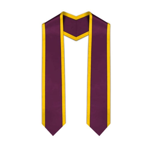 Maroon Pointed Graduation Stole with Gold Trim - Graduation Gown