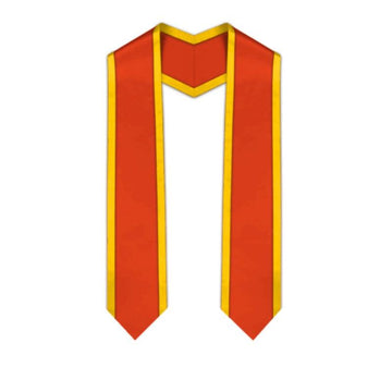 Orange Pointed Graduation Stole with Gold Trim - Graduation Gown