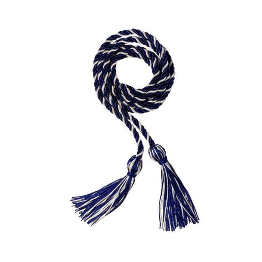 Navy Blue and White Intertwined Honor Cord - Graduation Gown