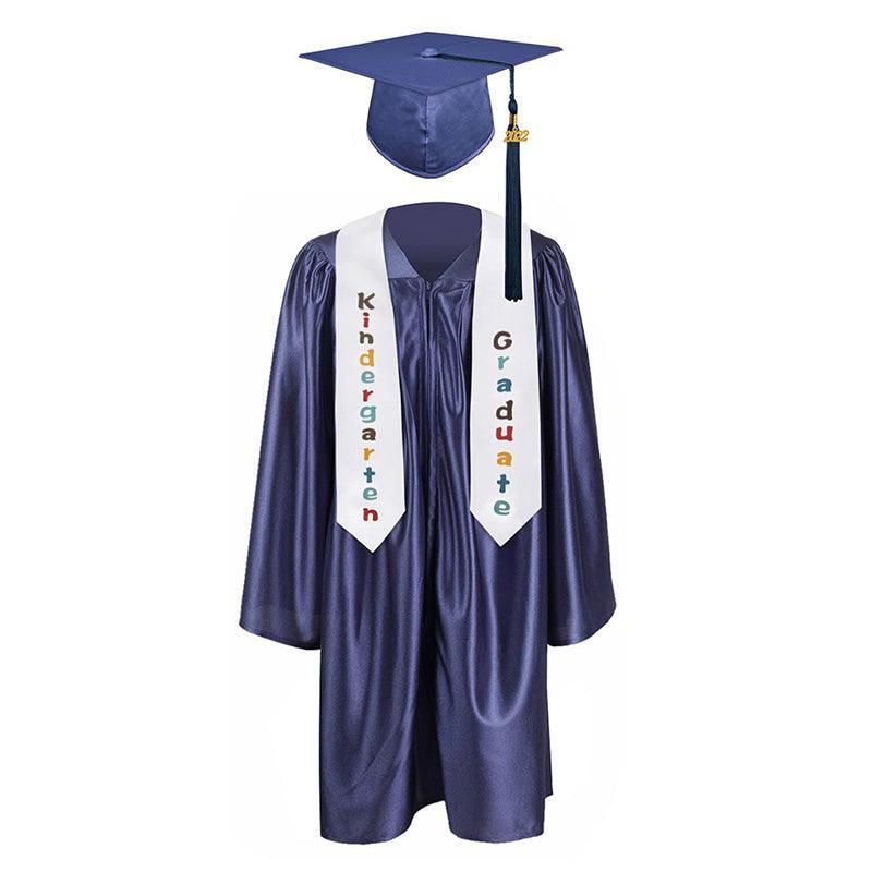 12 Colors shiny Kindergarten/Preschool Graduation Set – Gown, Cap, Stole, Tassel - Graduation Gown