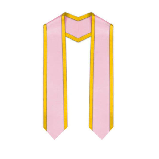 Pink Pointed Graduation Stole with Gold Trim - Graduation Gown