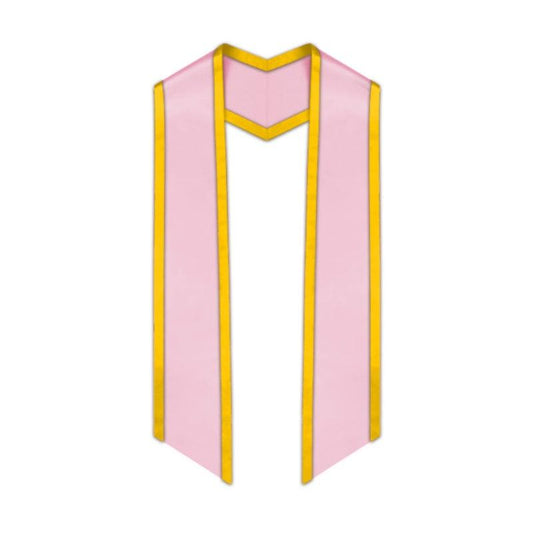 Pink Slanted Graduation Stole with Gold Trim - Graduation Gown