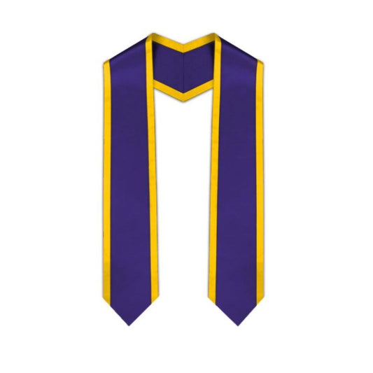 Purple Pointed Graduation Stole with Gold Trim - Graduation Gown