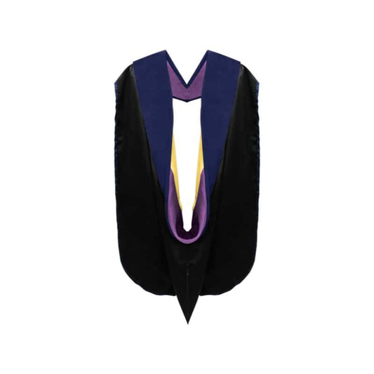 PhD Doctor Hood Dark Blue Velvet - Purple & Golden Yellow - Graduation Gown