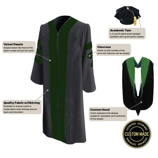 Custom Classic Doctoral Gown, Tam and Hood Package - Graduation Gown