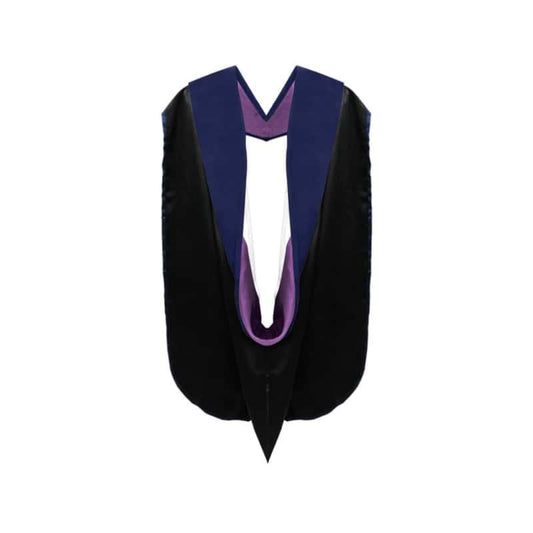 PhD Doctor Hood Dark Blue Velvet - Purple & White - Graduation Gown