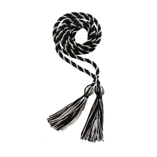 Black and White Intertwined Honor Cord - Graduation Gown