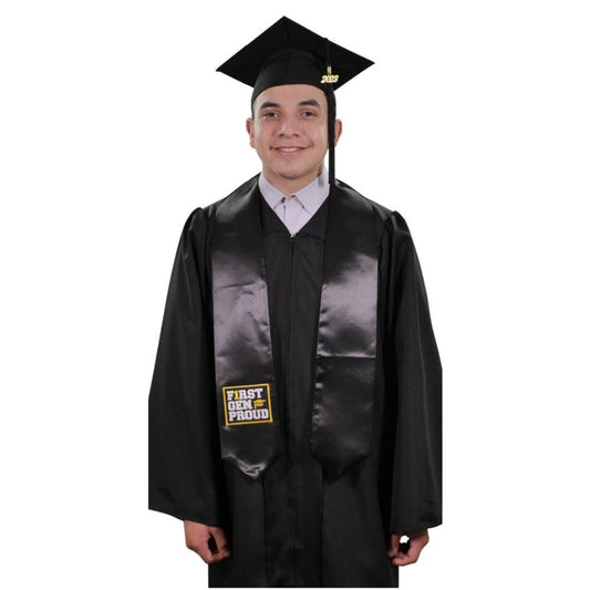 Black First Gen Proud Graduation Stole - Graduation Gown