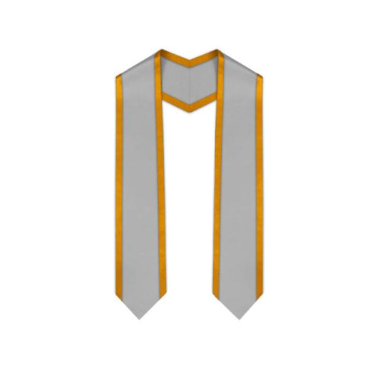 Silver Pointed Graduation Stole with Antique Gold Trim - Graduation Gown