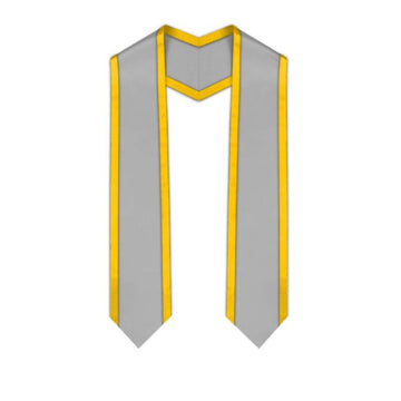 Silver Pointed Graduation Stole with Gold Trim - Graduation Gown