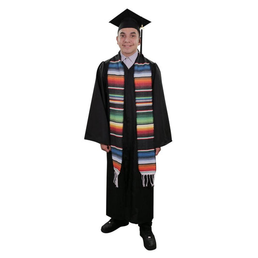 Black Mexican Serape Graduation Stole/Sash - Graduation Gown