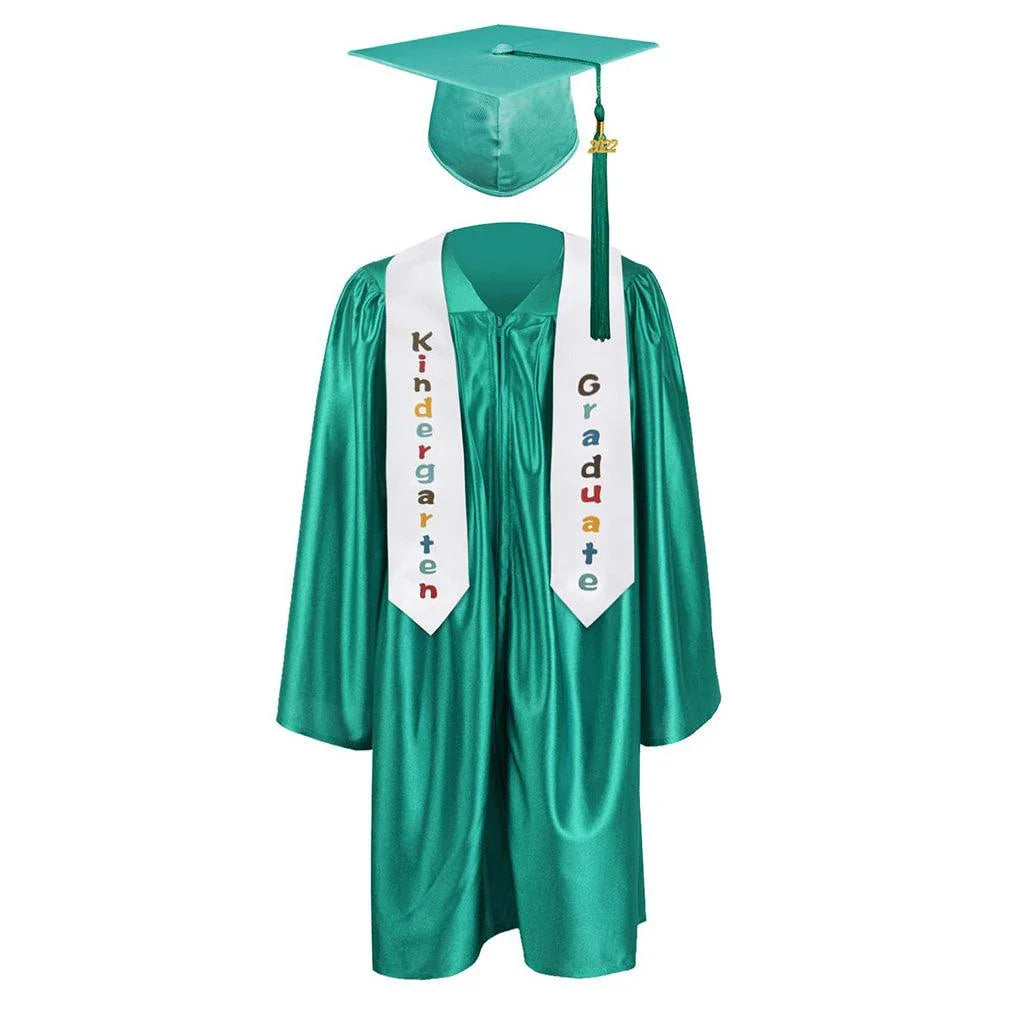 12 Colors shiny Kindergarten/Preschool Graduation Set – Gown, Cap, Stole, Tassel - Graduation Gown