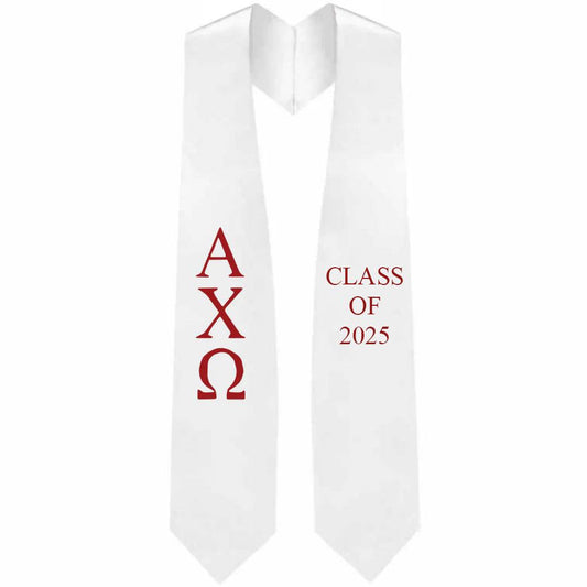 Alpha Chi Omega Greek Lettered Stole w/ Year - Graduation Gown