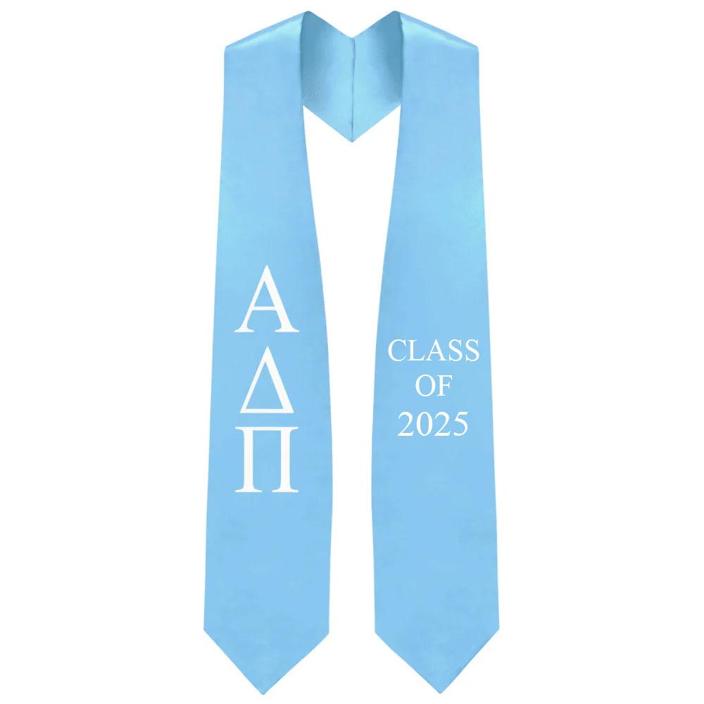 Alpha Delta Pi Greek Lettered Stole w/ Year - Graduation Gown
