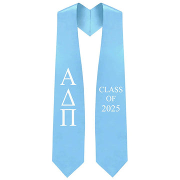 Alpha Delta Pi Greek Lettered Stole w/ Year - Graduation Gown