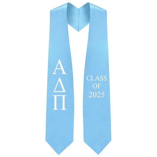 Alpha Delta Pi Greek Lettered Stole w/ Year - Graduation Gown