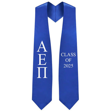 Alpha Epsilon Pi Greek Lettered Stole w/ Year - Graduation Gown