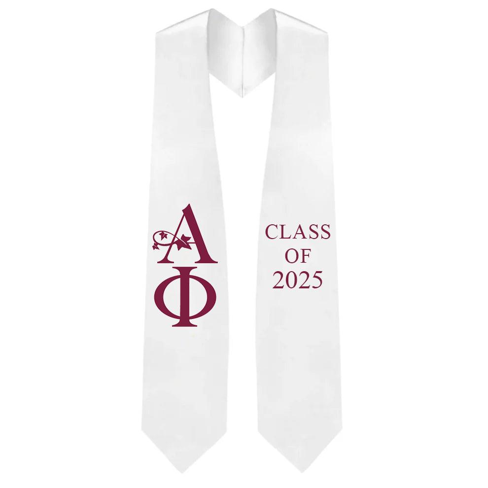 Alpha Phi Greek Lettered Stole with Year - Graduation Gown