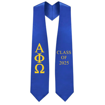Alpha Phi Omega Greek Lettered Stole with Year - Graduation Gown