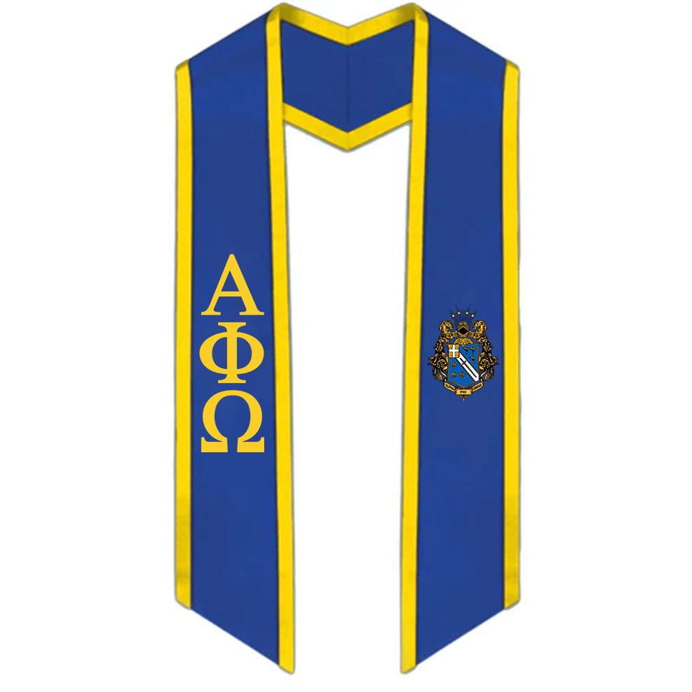 Alpha Phi Omega Trimmed Greek Lettered Stole with Crest - Graduation Gown