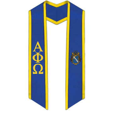 Alpha Phi Omega Trimmed Greek Lettered Stole with Crest - Graduation Gown