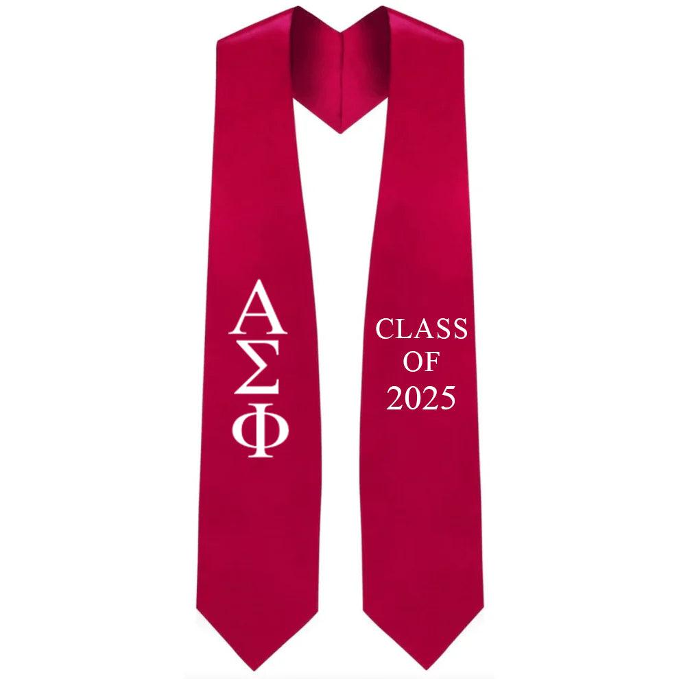 Alpha Sigma Phi Greek Lettered Stole with Year - Graduation Gown