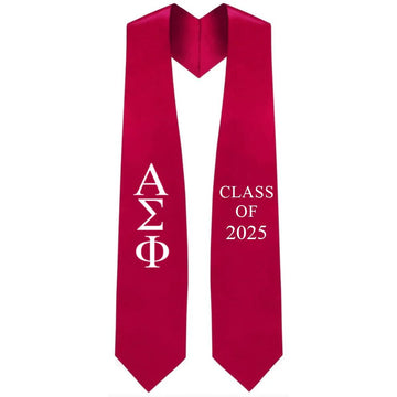Alpha Sigma Phi Greek Lettered Stole with Year - Graduation Gown