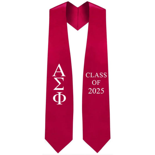 Alpha Sigma Phi Greek Lettered Stole with Year - Graduation Gown