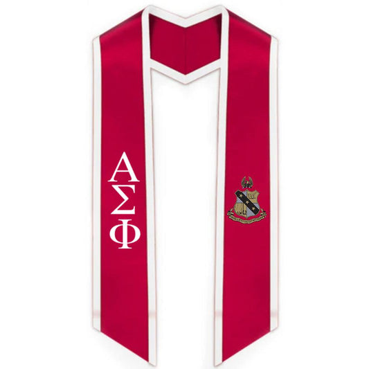 Alpha Sigma Phi Trimmed Greek Lettered Stole with Crest - Graduation Gown