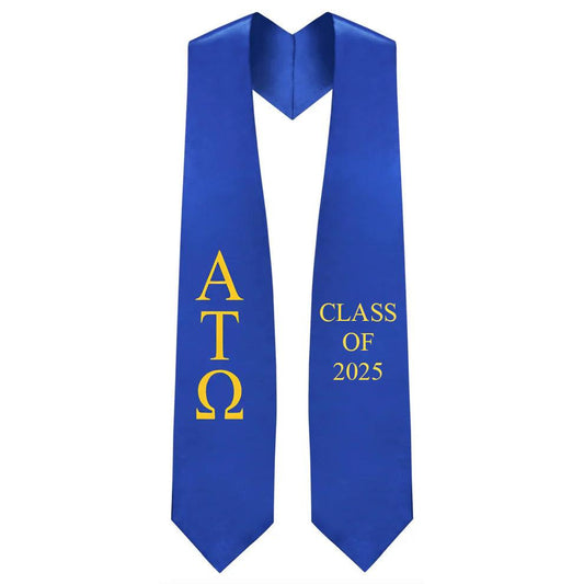 Alpha Tau Omega Greek Lettered Stole w/ Year - Graduation Gown