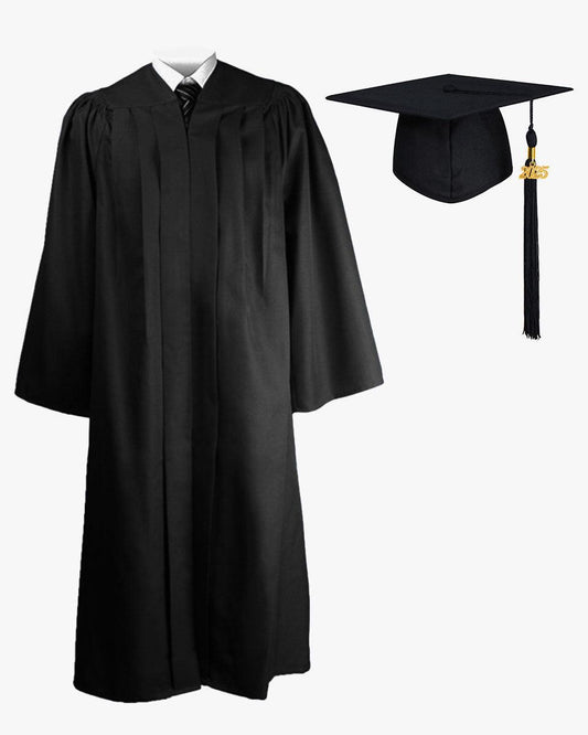 Deluxe Fluted Bachelor Graduation Gown Cap Tassel Package - Graduation Gown
