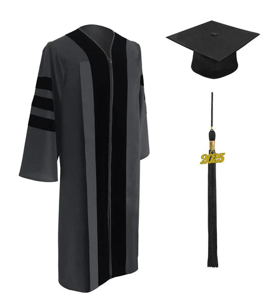 Classic Doctoral Cap & Gown - Academic Regalia - Graduation Gown